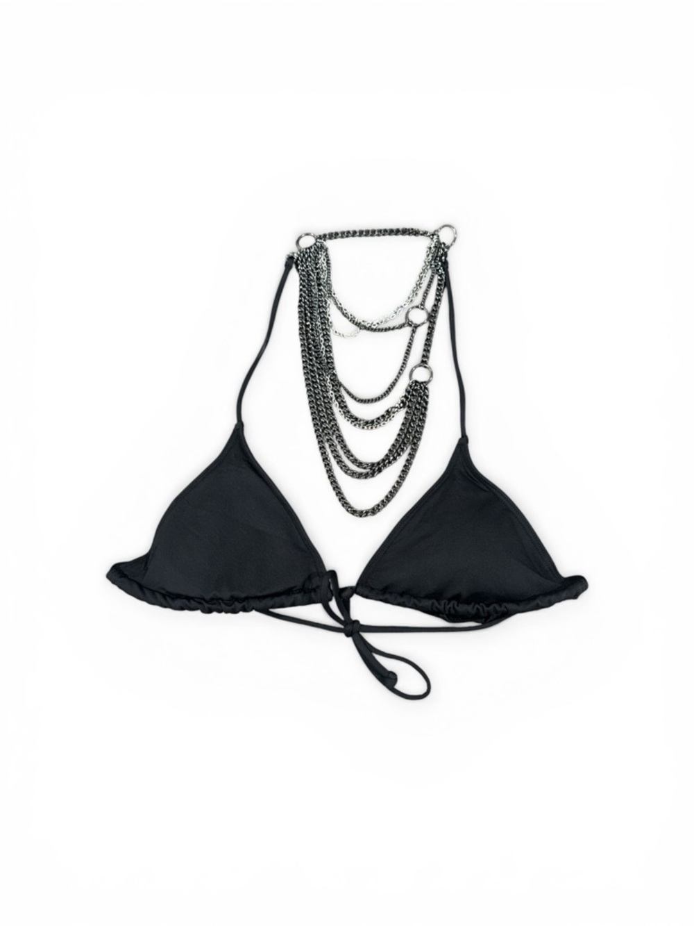 Black Triangle Festival Bikini Top VS Vintage Back Chain Y2K Rare Small